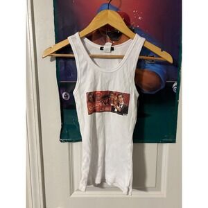 MAPSI White Ribbed Tank Top Rebelde TV Show y2k telemundo Print Women's L